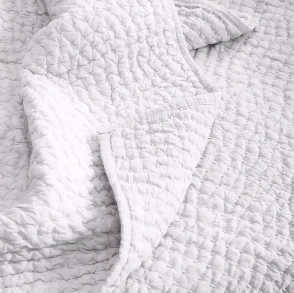 Quince European White Linen/ Cotton Stitch Quilt! King/ Cal King (332)